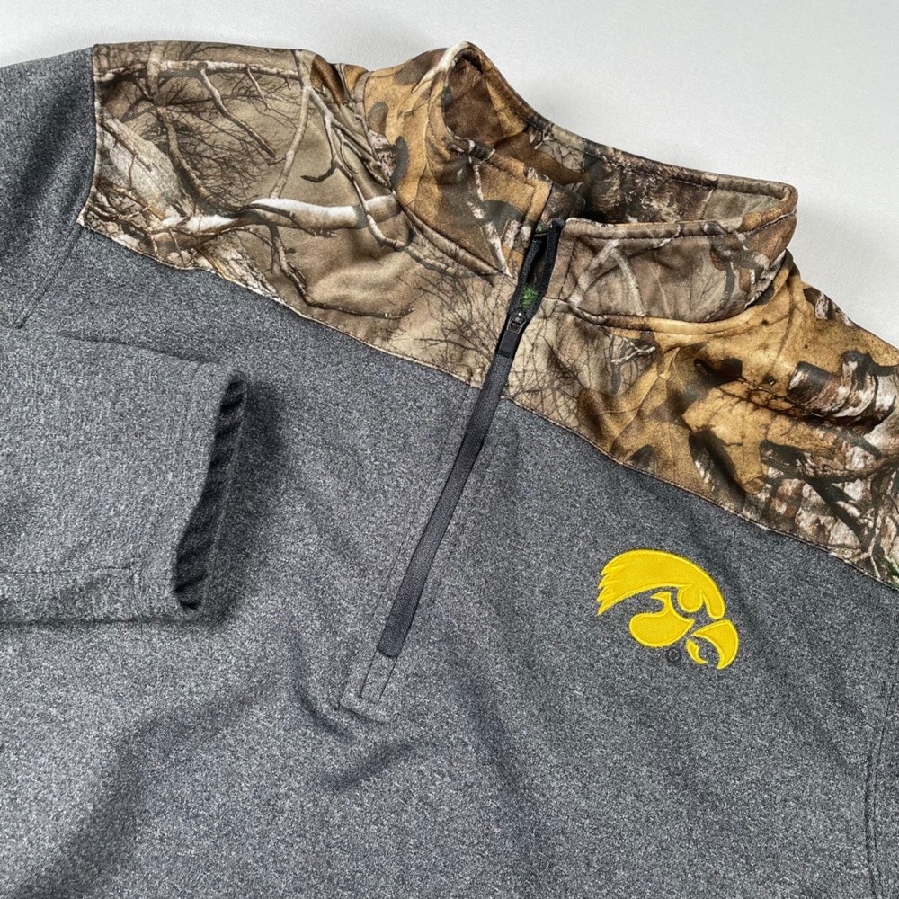 Colosseum Iowa Hawkeyes Pullover‎ Gray Camo Quarter Zip Mens Large